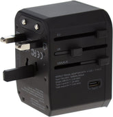 Universal Travel Adapter with 4 Ultra-Fast USB Port and 1 Ultra-Fast USB Type C Port and Power Socket Worldwide Plugs UK EU US AU Auto Switch